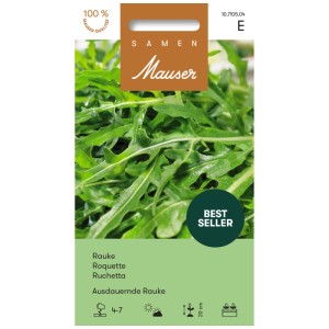 Paquet de graines de roquette vivace, idéal pour les salades épicées.