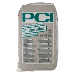 Sack PCI Carraflex Dünnbettmörtel Weiss 25kg für Natursteinbeläge.