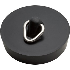 Tappo di scarico nero (Ø 40,5 mm) per lavandini e vasche da bagno.