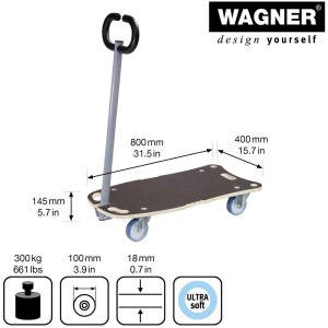 Wagner Star Carrier aide au transport avec poignée, capacité 300 kg et roulettes ultrasoft.