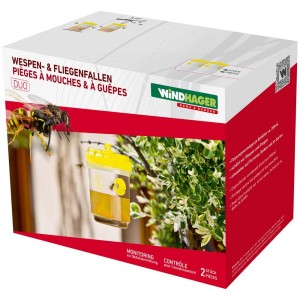 Windhager Trappola per vespe confezione da 2: Trappola per vespe e mosche in plastica per il controllo dei parassiti in giardino.