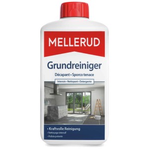 Flacone di detergente intensivo Mellerud da 1 l per pulizia efficace e post-cantiere.