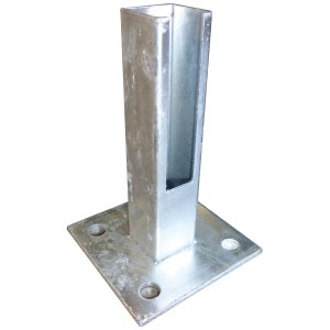 Base di montaggio per pali da recinzione, lunghezza 16 cm, zincata a caldo, per il fissaggio a tassello, per la costruzione di recinzioni e schermi.