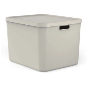 Rotho Albula Aufbewahrungsbox, 55 l, Puccino, mit Deckel und Tragegriffen.