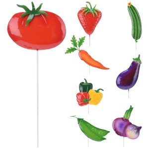 Mehrfarbige Gartenstecker Gemüse aus Metall, 1 Stk., für Beet und Pflanzgefässe.