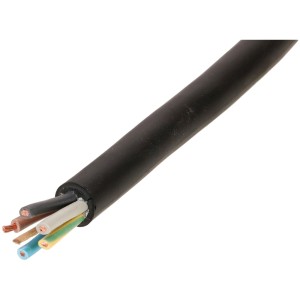 Cavo GDV nero H07RN-F5G2.5 (10 m) con cinque conduttori, adatto per cantieri e uso commerciale.