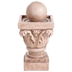 Fontana da giardino beige Beliani Velino con illuminazione a LED, realizzata in resina.