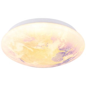 Plafoniera LED bianca Gaia con mappa del mondo e nuvole per la cameretta.