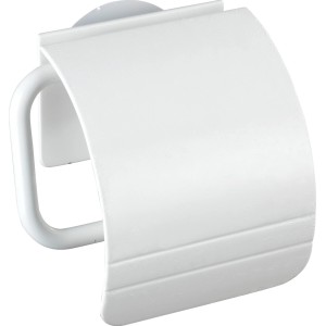 Wenko Porta carta igienica Osimo con coperchio, design in plastica bianca.