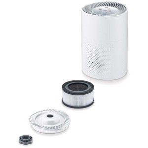 Purificatore d'aria bianco LR 220 con componenti del sistema di filtraggio.