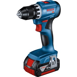 Avvitatore a batteria Bosch Professional GSR 18V-45, blu/nero, con batteria e caricabatterie.