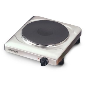 Plaque de cuisson individuelle Rommelsbacher THS 2022/E Gastro en inox avec plaque chauffante en fonte noire.