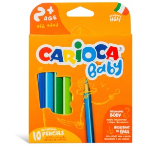 Carioca Baby Farbstifte, 10 Stück im Set, bruchsicher und ideal für Kinder ab 2 Jahren.