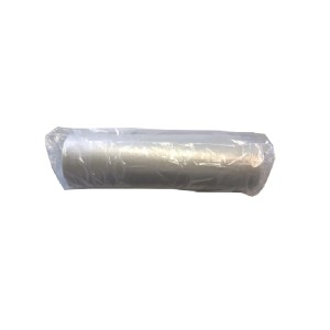 Rotolo di pellicola PE trasparente (2x10m), versatile per edilizia o pittura.