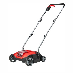 Einhell GC-SC 18/28 Li-Solo scarificateur sans fil : scarificateur électrique rouge/noir avec manche réglable.