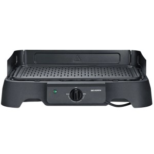 Grill de table noir Severin PG8595 avec plaque de cuisson rainurée en aluminium, 2000W.