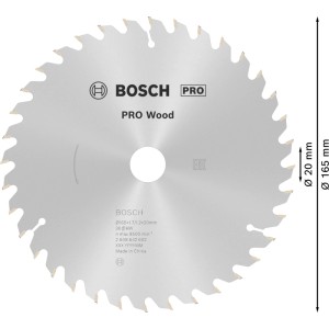 Lama sega circolare Bosch Optiline Wood, Ø 165 mm, argento, con denti in carburo per tagli precisi su legno.