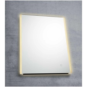 Specchio da parete rettangolare a LED Diaqua Porto, 60x80 cm, con cornice in alluminio e illuminazione laterale.