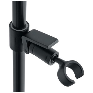 Détail de la barre de douche Diaqua Faido, noir mat, avec support.
