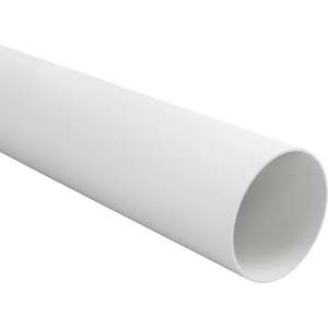 Tubo rotondo bianco Marley, 1 m di lunghezza, Sistema 100 per cappe aspiranti.