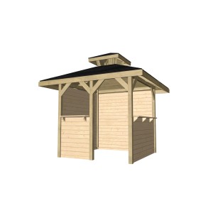 Gazebo Weka Rimini Gr. 1: Padiglione in legno con bancone e tetto per feste in giardino.