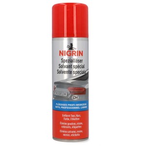 Nigrin Solvente Speciale 300ml per riparazione vernice e rimozione residui adesivi.