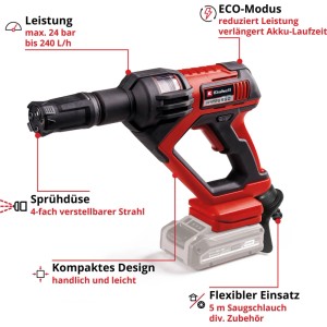 Einhell Pistolet-nettoyeur à pression sans fil Power X-Change Hypresso 18/24-1