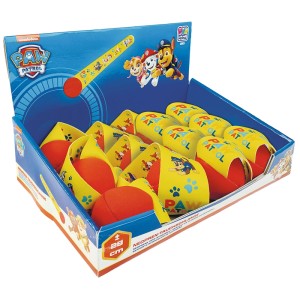 Serpenti subacquei Paw Patrol in neoprene nel display. Serpenti gialli e rossi con personaggi per giochi d'acqua, 28 cm.
