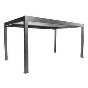 Pergola Biohort 5x3 m in quarzo argento, moderna copertura per terrazzi con lamelle.