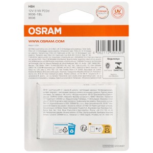 Confezione di una lampada alogena per auto Osram HB4, 12V 51W.