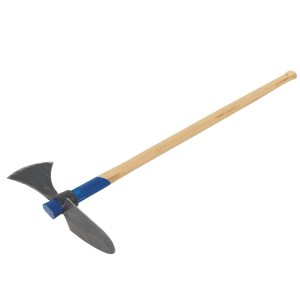 Houe de jardin LUX Comfort avec pioche et manche en frêne pour sols lourds.