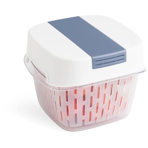 Contenitore per alimenti Rotho Dynamic Fresh 1,6 l con struttura a nido d'ape e setaccio.