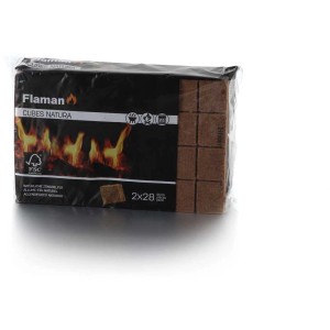 Flaman Cubes Natura accendifuoco, 2 x 28 pezzi, certificati FSC e in legno.