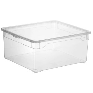 Contenitore trasparente Rotho Clear Box Sweater, 18 l, con coperchio. Ideale per lo stoccaggio.
