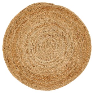 Runder Juteteppich Malo Natur, Ø 80 cm, aus natürlicher Jute geflochten.