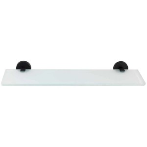 Mensola in vetro Wenko Bosio, nero opaco, larghezza 46,5 cm. Ripiano bagno in vetro con staffa in acciaio inox.