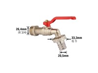 Kugelauslaufventil mit Schlauchverschraubung 26,4 mm (R 3/4)