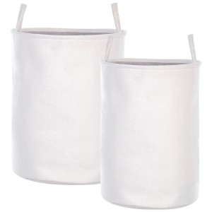 Lot de 2 paniers de rangement blancs Beliani Archa en coton, idéaux pour le linge ou les jouets.