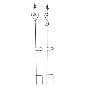 Ringstab Randy, 180 cm, Montana-Grün, Gartendeko aus Metall mit Herz- und S-Form.
