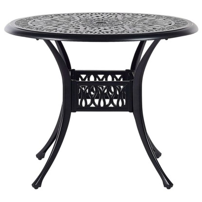 Beliani Gartentisch Ancona Schwarz Aluminium Ø 90 cm