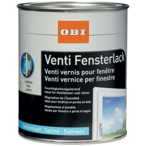 OBI Fensterlack Venti, seidenmatt, Weiss, 750ml Dose. Ideal für Holzfenster und Türen.