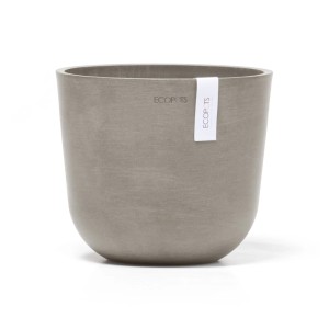 Pot de fleurs Ecopots Oslo Mini, gris-brun, 19x16,5cm. Design scandinave pour intérieur et extérieur.