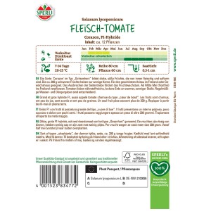 Sperli Graines de tomate charnue Corazon pour env. 12 plants. Idéal serre & pleine terre.
