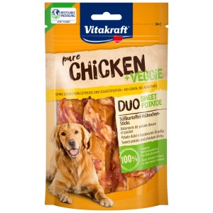 Vitakraft snack per cani: Pure Chicken Veggie bastoncini patate dolci e pollo, 80g.