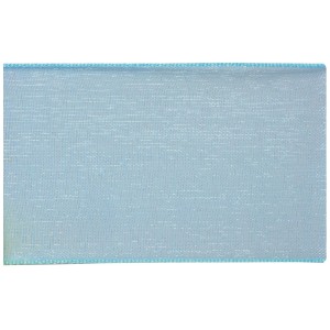 Nastro organza azzurro, larghezza 10mm, lunghezza 10m, brillante per decorazioni e lavori creativi.