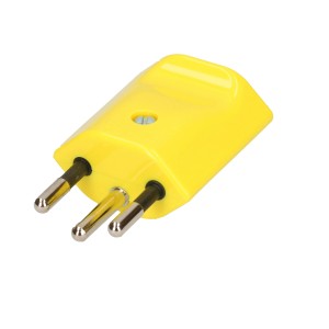 Gelber 3-poliger Stecker Typ 12 für 250V/10A Anschlüsse.