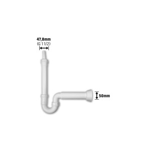 Siphon de lavabo blanc (47,8 mm) avec raccord pour appareil pour lavabo et système d'évacuation.