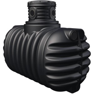 Cuve enterrée noire 4rain Compact 1600 l avec dôme et couvercle piéton.
