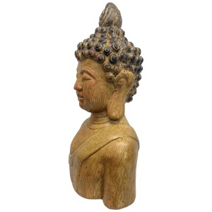 Busto di Buddha marrone, alto 41 cm, in magnesite, per interni ed esterni.