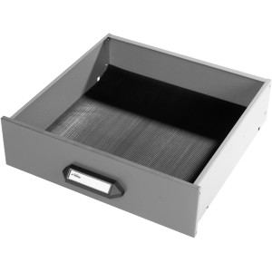 Cassetto da banco grigio con tappetino in gomma Küpper come antiscivolo.